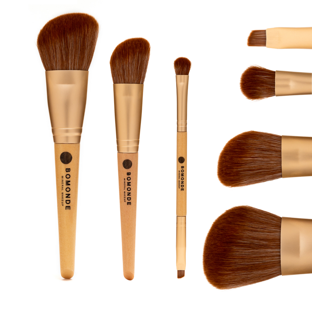 3-Piece Vegan Brush Set | Contour & Eyes Essentials in Eco Hessian Bag